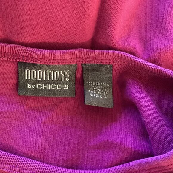 NWOT. Additions by Chico’s Women’s Size Medium (Chico 2)  L/S Cotton Tee Fuchsia - Picture 4 of 8